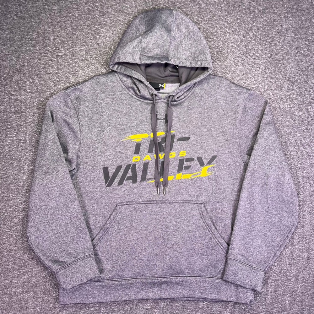 Under Armour Hoodie Mens Small Gray Tri-Valley Dawgs Storm Pullover Sporty Loose